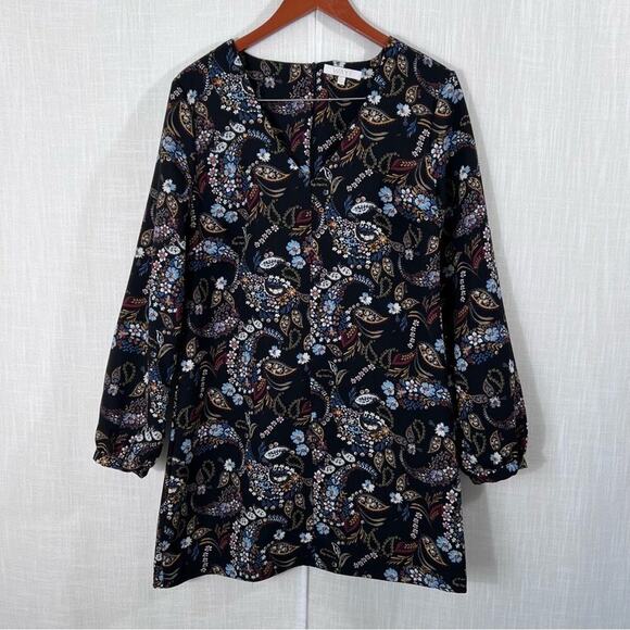 Wayf Floral Paisley Malone Boho Balloon Sleeve Mini Shift Dress Size L - Picture 3 of 16